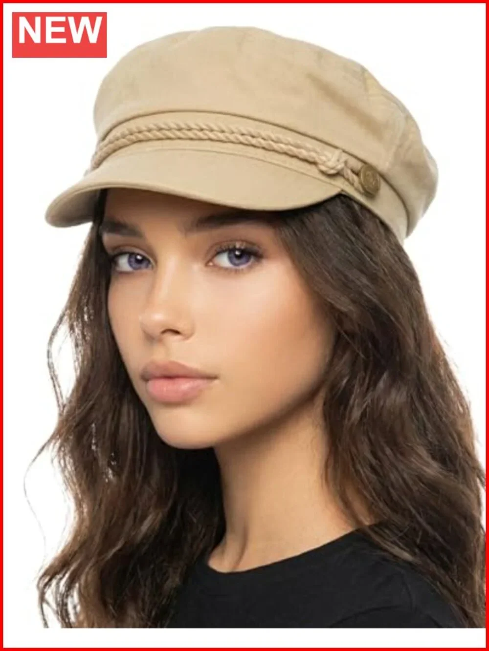 Women's 100% Cotton Greek Fisherman Newsboy Cap with Flat Top